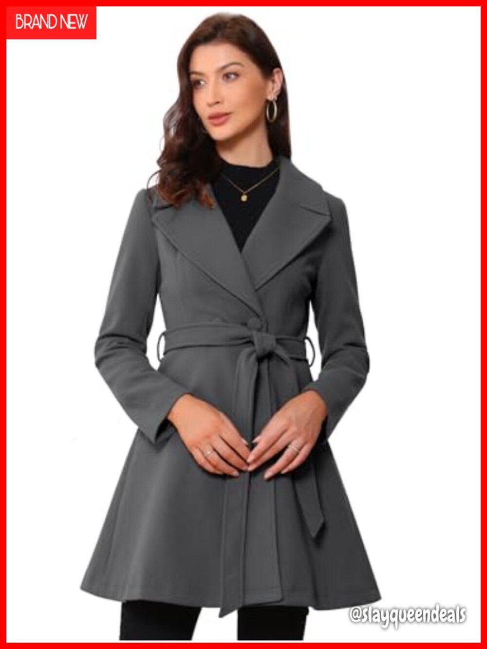 A-Line Peacoat Double Breasted Belted Winter Coat